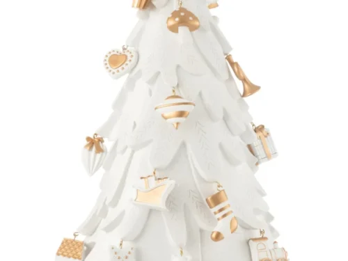 Kerstboom Jaubira Meerkleurig H63 cm: witte kerstboomdecoratie met goudkleurige ornamenten en stertopper