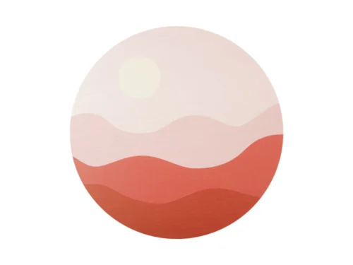 Ronde wanddecoratie Skurresta in zacht roze met abstracte golven en rustige, warme uitstraling