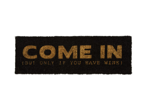 Deurmat Predi Goud met zwarte vezels en gouden COME IN-tekst, compact 75 x 25 cm