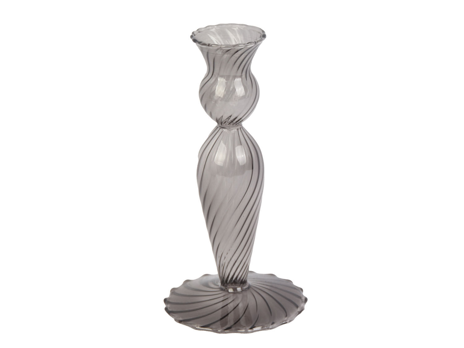 Tammoro zwarte glazen kandelaar met gedraaide vorm en slank, compact design Ø9 cm