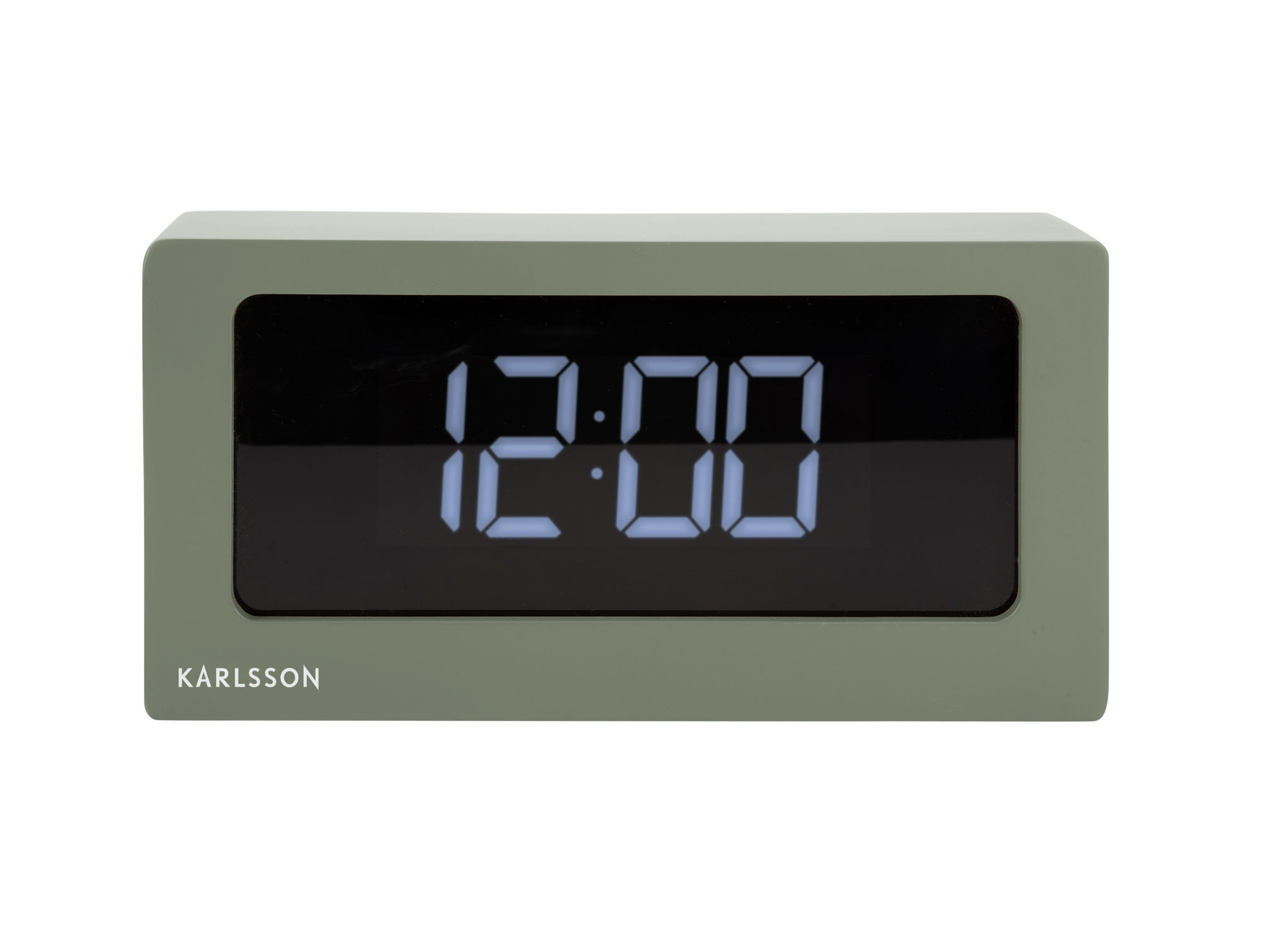 Karlsson Fleelora groene digitale wekker met compact rechthoekig design en zwarte display