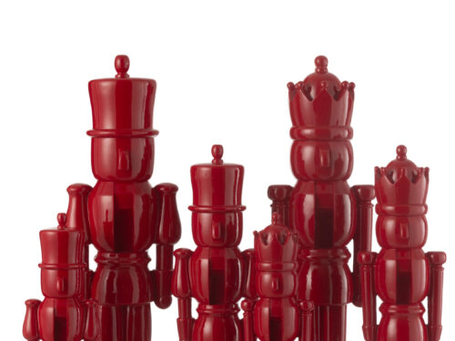 Notenkraker Traarrund rood, set van 2, glanzend decoratief voor een warme feestelijke interieurstijl