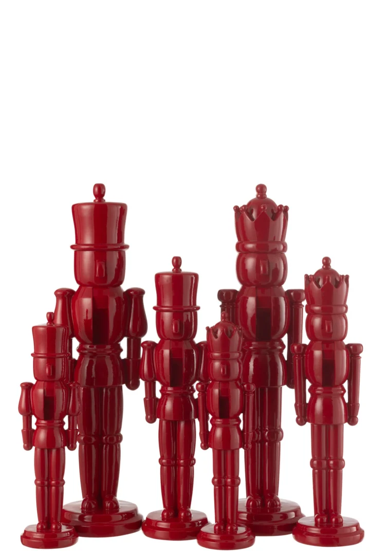 Notenkraker Traarrund rood, set van 2, glanzend decoratief voor een warme feestelijke interieurstijl