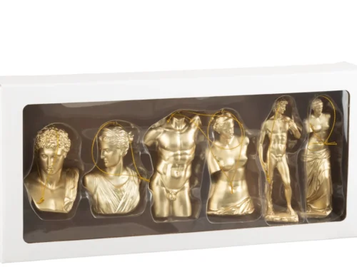 Beeld Trikona goud, set van 6 klassieke bustes met elegante afwerking, H13 cm