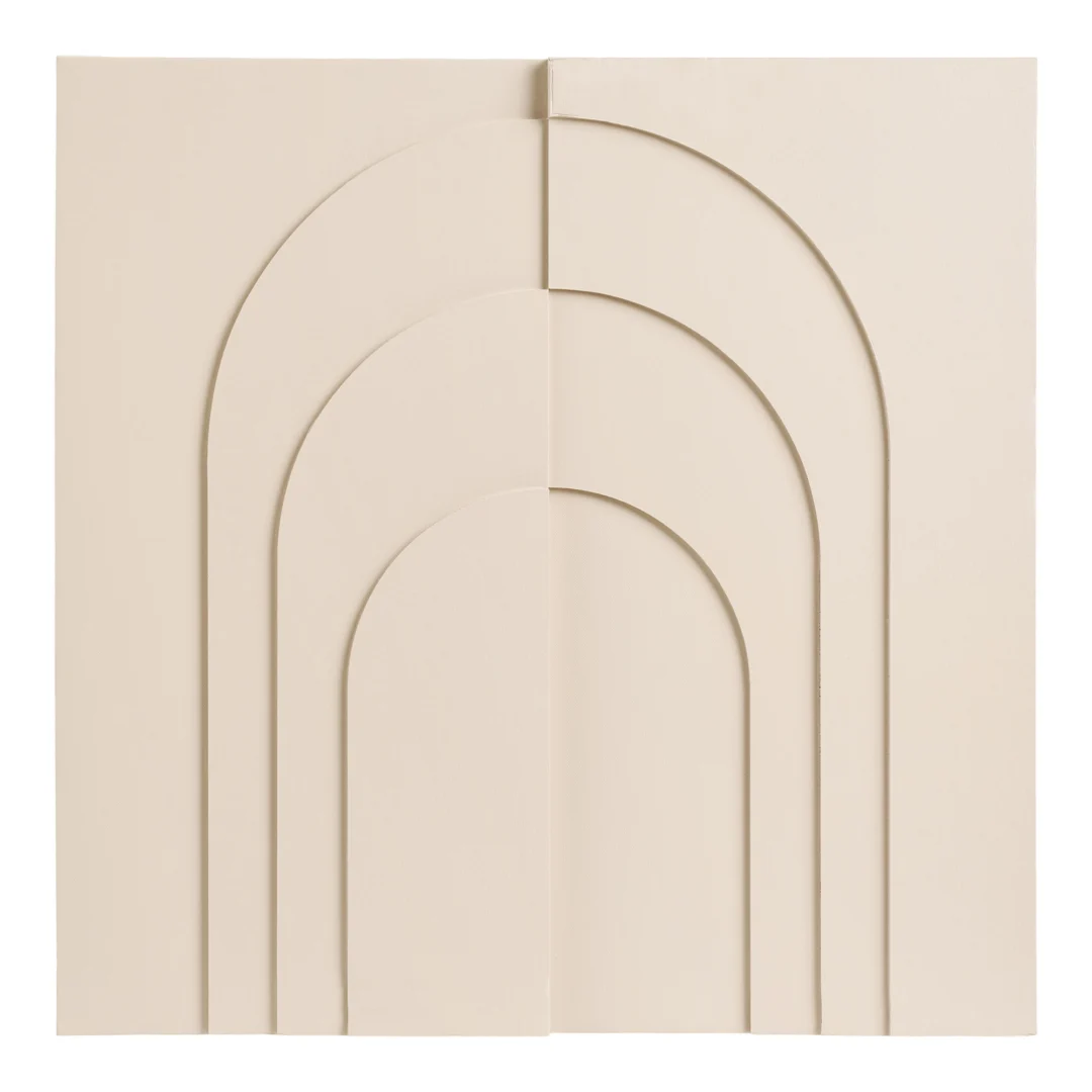 Wanddecoratie Treerdar Beige met subtiel reliëf en boogvormige lijnen in zachte beige tint
