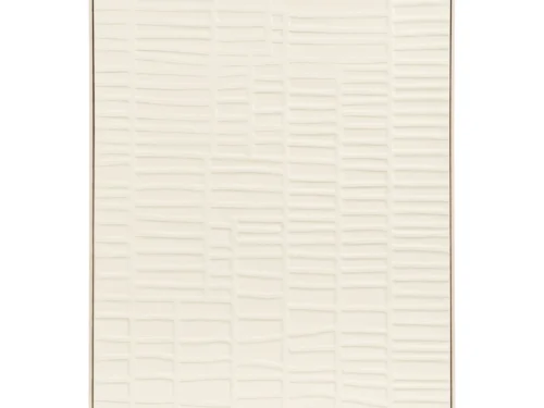 Beige Meeby wanddecoratie met reliëf en houten lijst, rustige en elegante muurdecoratie