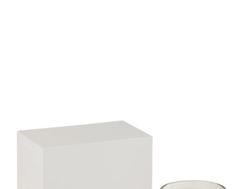 Witte J-Line geurkaars in glas met doos, palmwas, witte druifgeur en rustige uitstraling