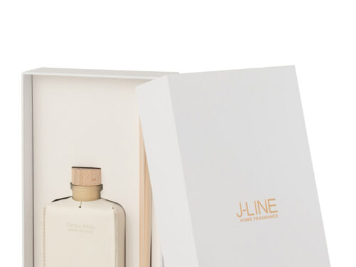Geurolie Heelvi Wit in witte giftbox, luxe home fragrance met houtdop en zachte witte druifgeur
