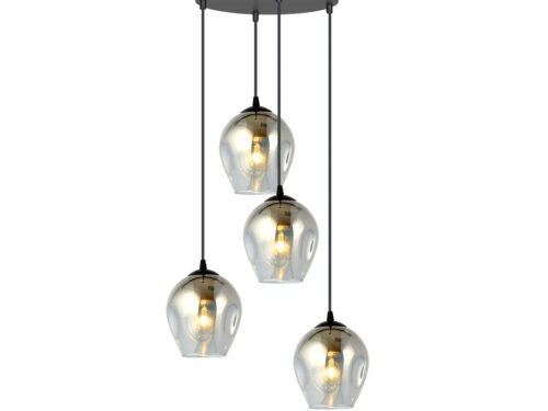 Hanglamp Kiendura zwart Ø14 cm met 4 grafietglazen pendels en verstelbare ophanging