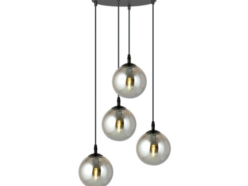 Hanglamp Firnun Zwart Ø14 cm met vier hangende grafietglazen bollen en zwarte afwerking