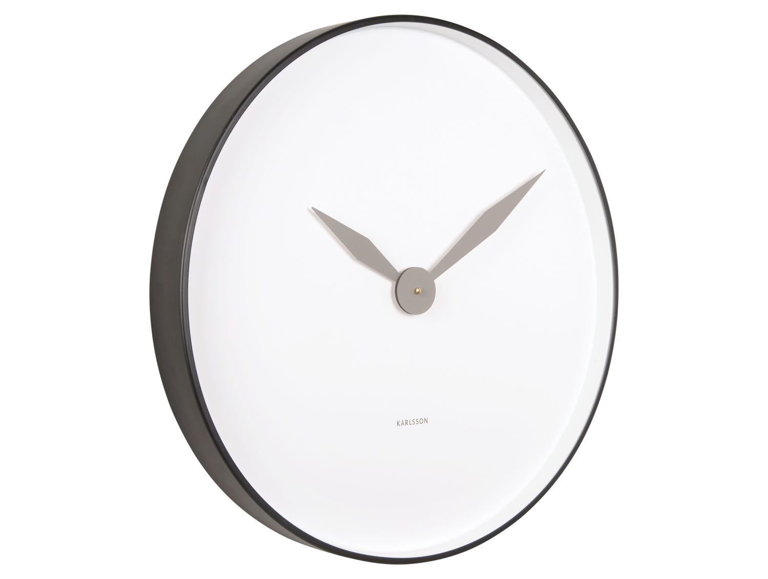 Wandklok Boondine Zwart van Karlsson met ronde vorm, minimalistisch design en statige wijzers