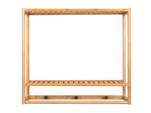 Kapstok Jondand bamboe 60 cm, wandrek met luchtige open structuur en 3 haken voor hal of badkamer