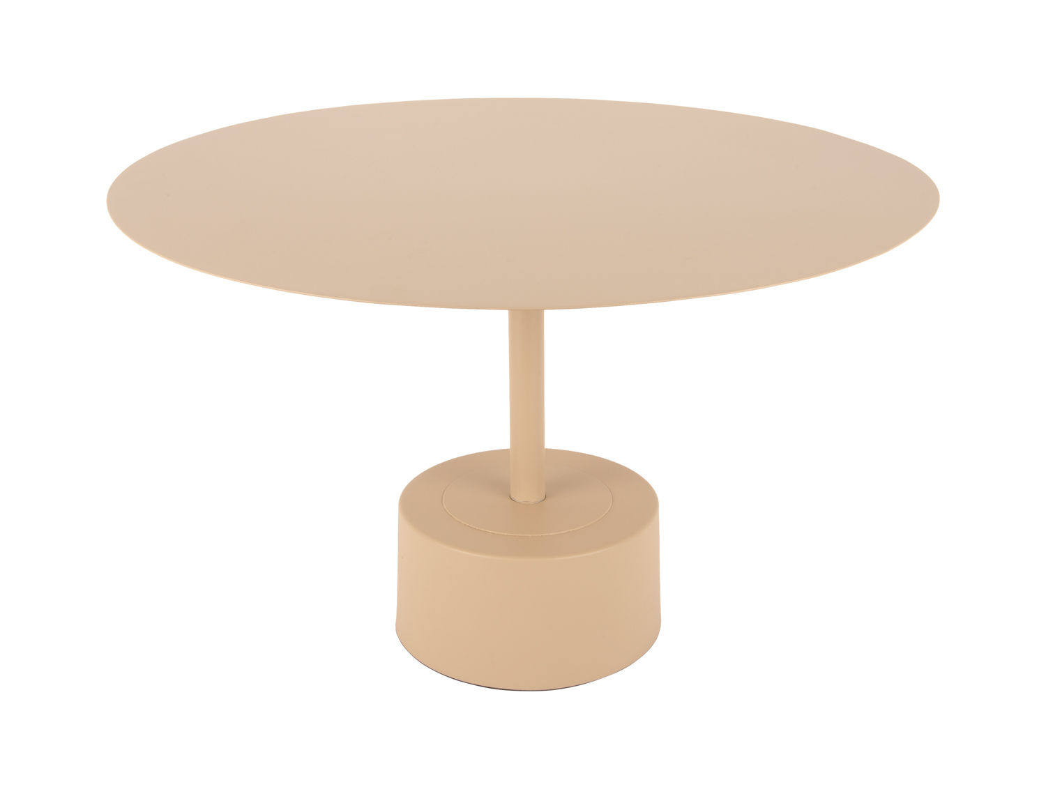 Bijzettafel Briessy van metaal, rond Ø55 cm, met zandkleurig blad en stevige voet