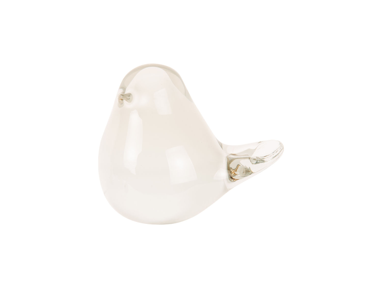 Beeld Pieltaro Glas Wit H8 cm: compact wit glazen vogelbeeldje met strakke vorm en glanzende afwerking