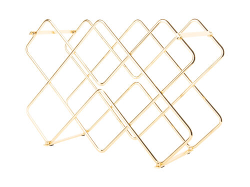 Wijnrek Derdand metaal goud, open design voor 6 flessen, stijlvol woonaccessoire