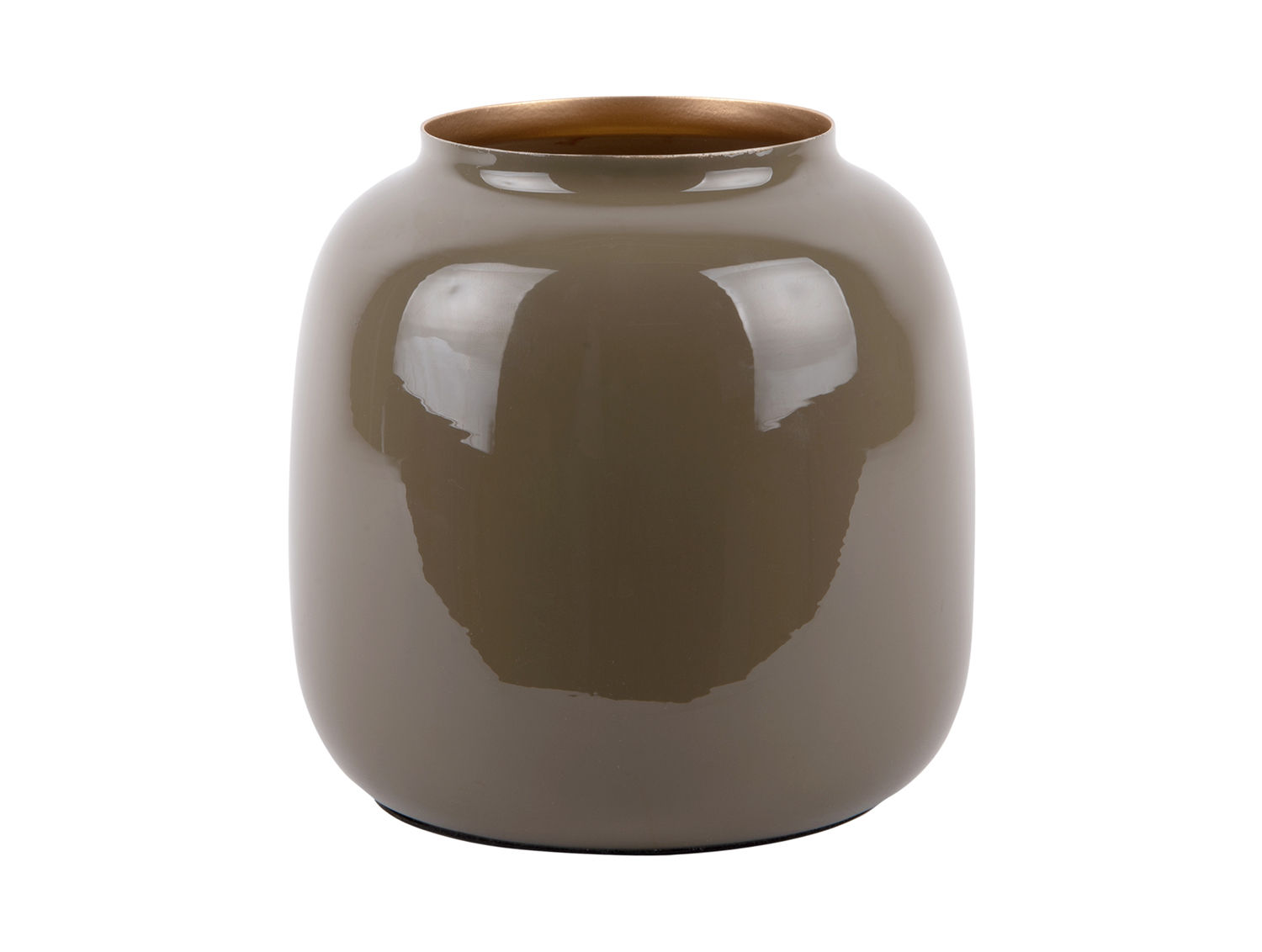 Heebis vaas van Present Time, groen metaal met glanzende afwerking en compact rond design