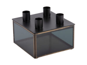 Kandelaar Skoolir Glas Zwart H11 cm