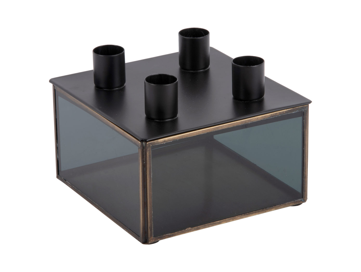 Kandelaar Skoolir Glas Zwart H11 cm