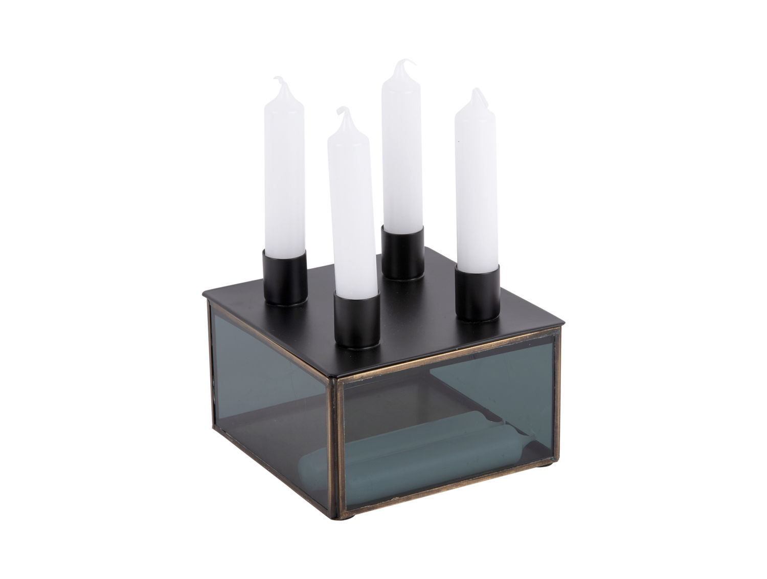 Kandelaar Skoolir Glas Zwart H11 cm - Afbeelding 2