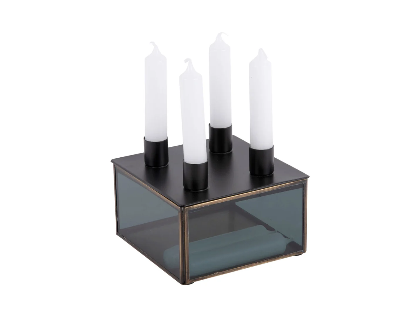 Kandelaar Skoolir Glas Zwart H11 cm - Afbeelding 2