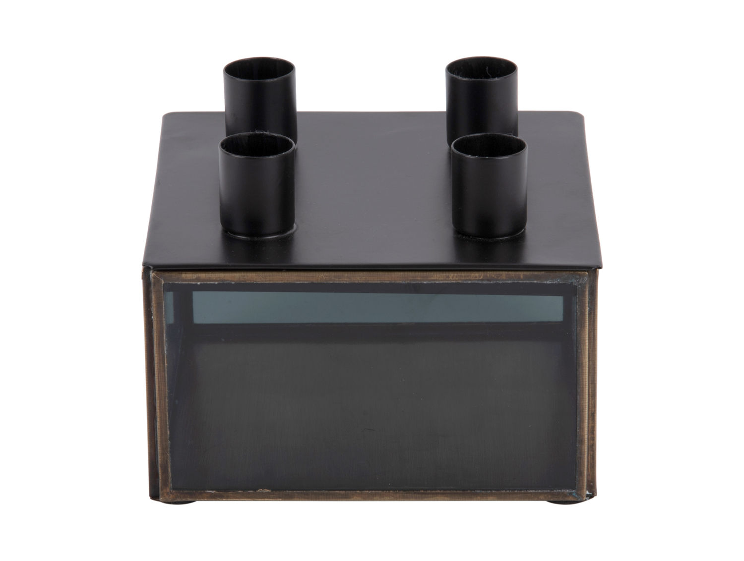Kandelaar Skoolir Glas Zwart H11 cm - Afbeelding 3