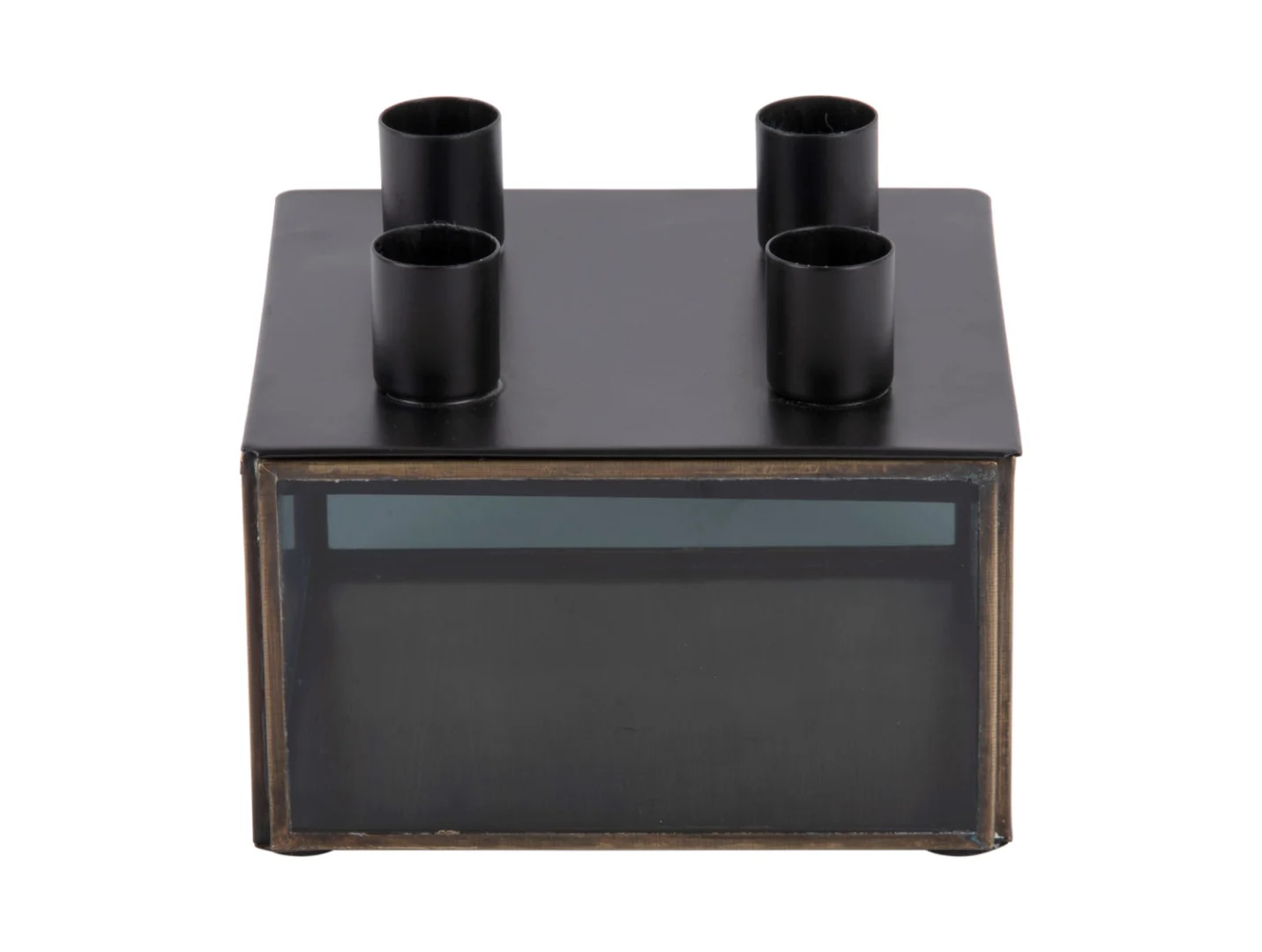 Kandelaar Skoolir Glas Zwart H11 cm - Afbeelding 3
