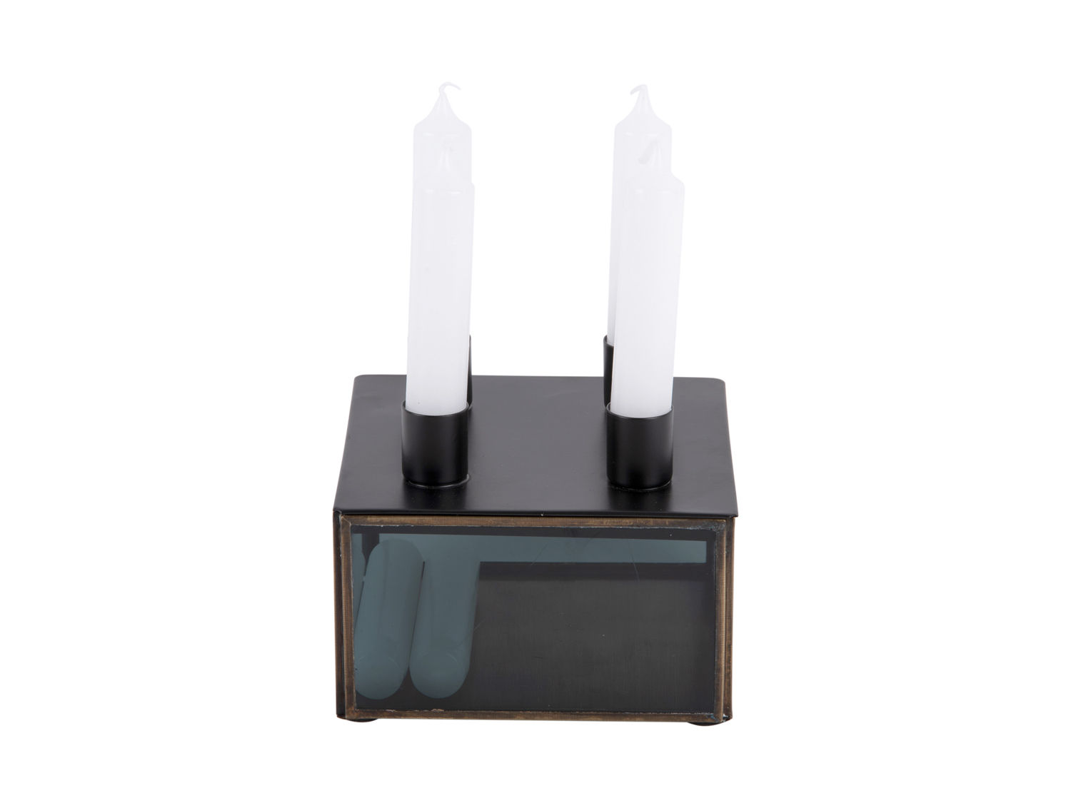 Kandelaar Skoolir Glas Zwart H11 cm - Afbeelding 4