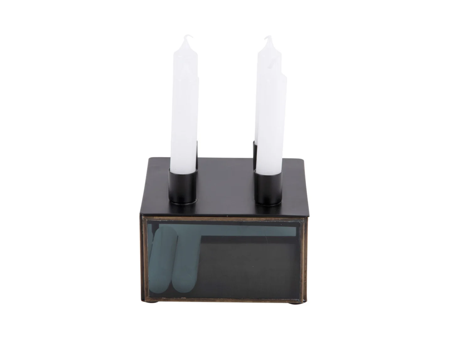Kandelaar Skoolir Glas Zwart H11 cm - Afbeelding 4