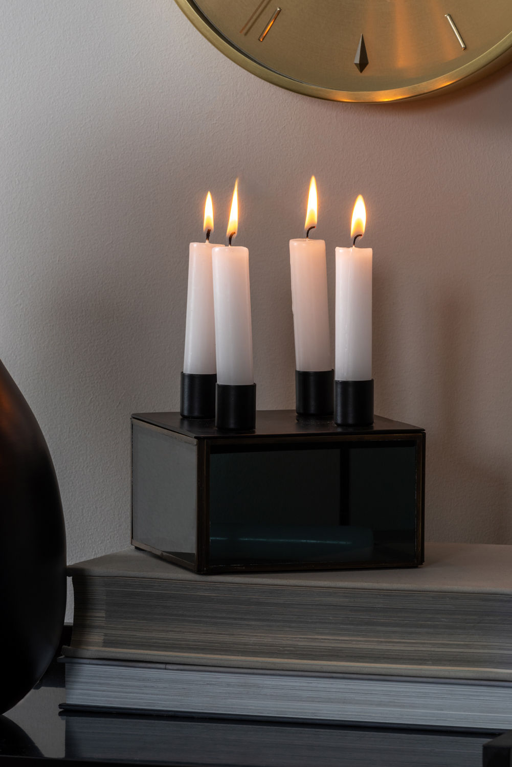 Kandelaar Skoolir Glas Zwart H11 cm - Afbeelding 5