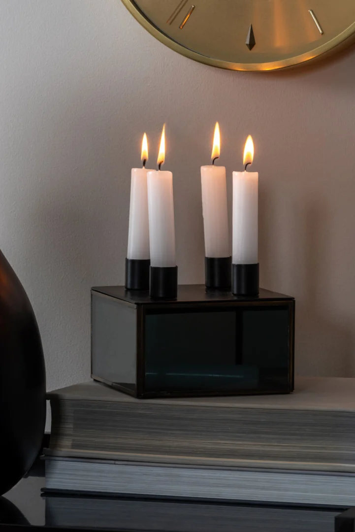 Kandelaar Skoolir Glas Zwart H11 cm - Afbeelding 5