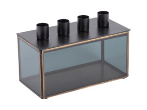 Kandelaar Boormella Glas Zwart H13 cm
