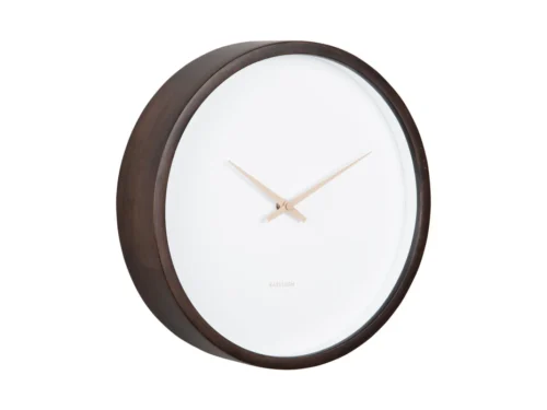 Wandklok Laummak Hout met donkere houten rand, wit wijzerplaat en minimalistisch design