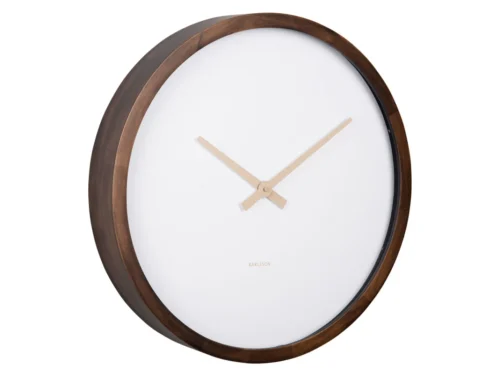 Wandklok Vausky Hout met robuuste houten rand, witte wijzerplaat en minimalistische beige wijzers