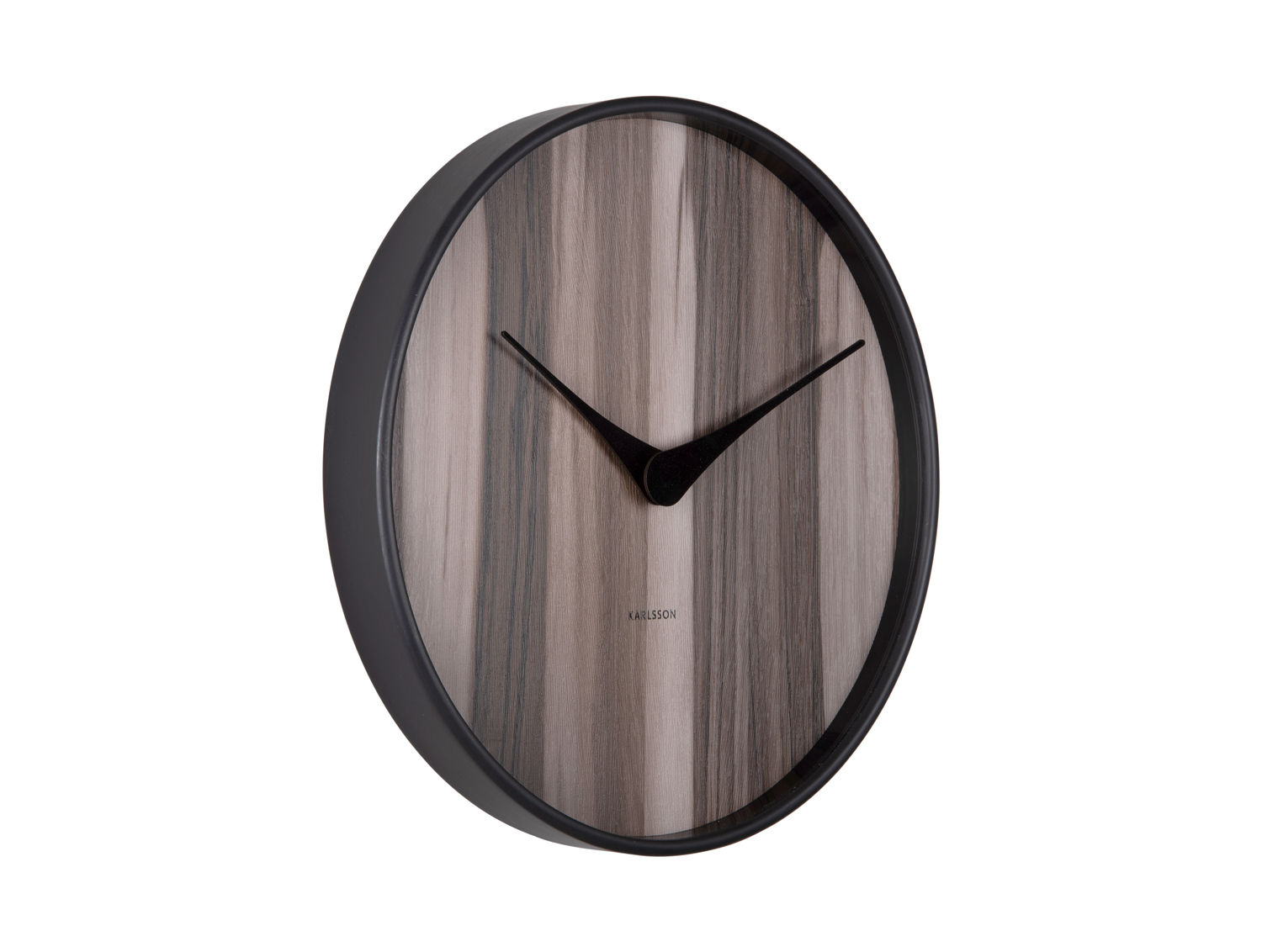 Karlsson Wood Melange wandklok, houtlook, minimalistische wijzerplaat en zwarte rand