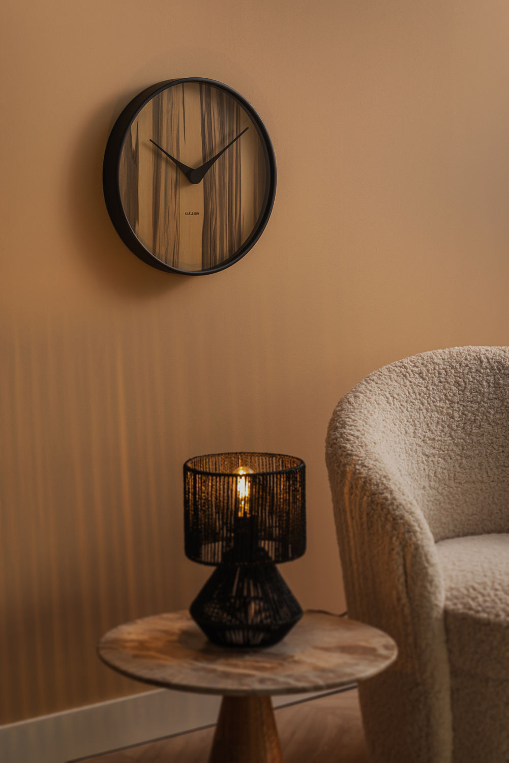 Wandklok Fliessond Hout - Afbeelding 4