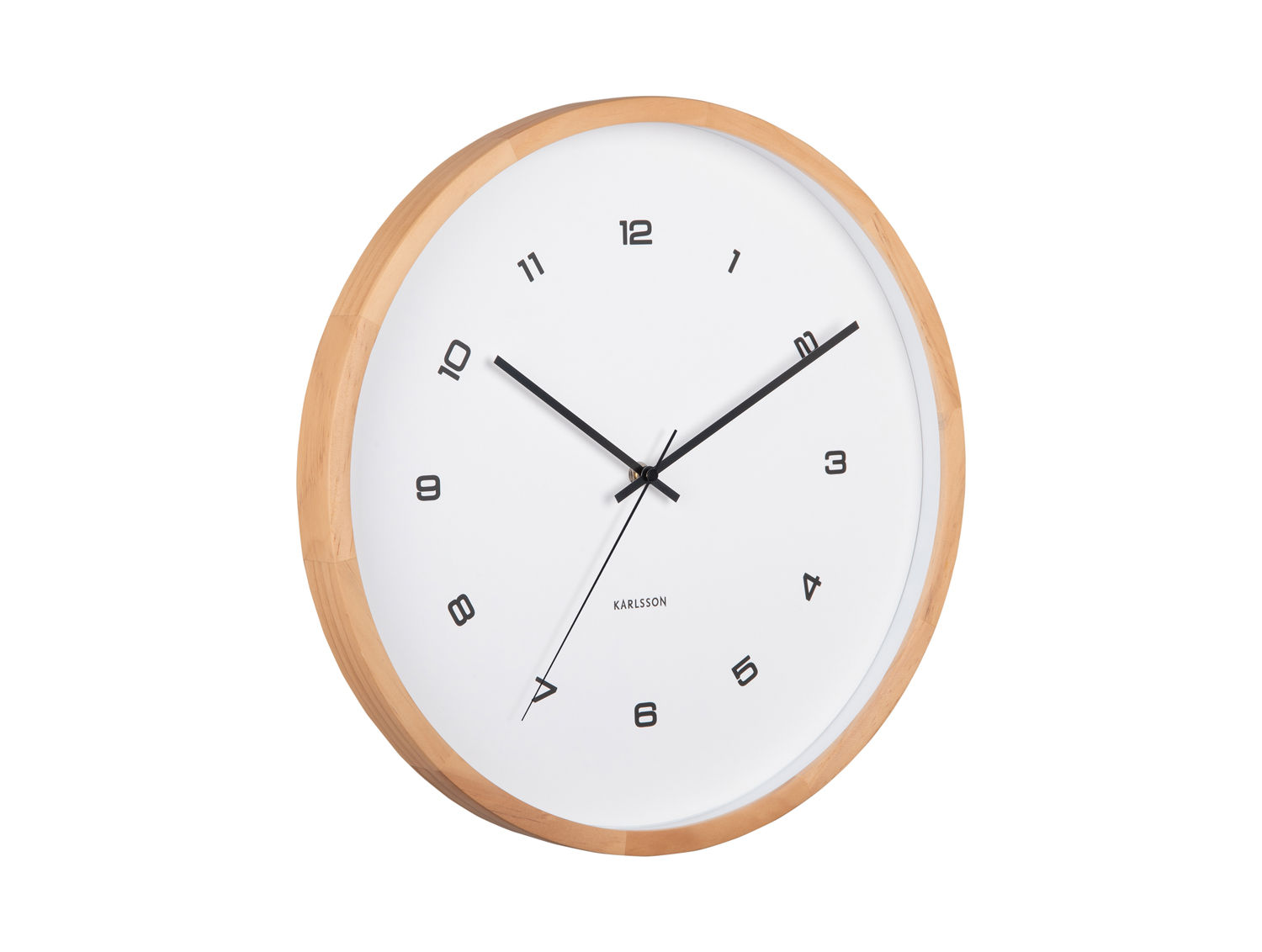 Wandklok Veillun Wit met houten rand, witte wijzerplaat en retro design
