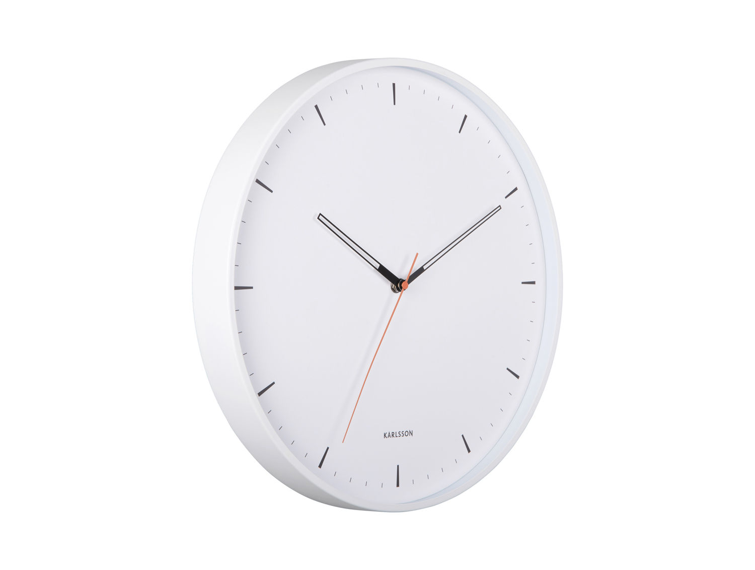 Karlsson Wandklok Naarmund Wit, ronde witte klok van 40 cm met strak, rustig design en subtiele wijzers