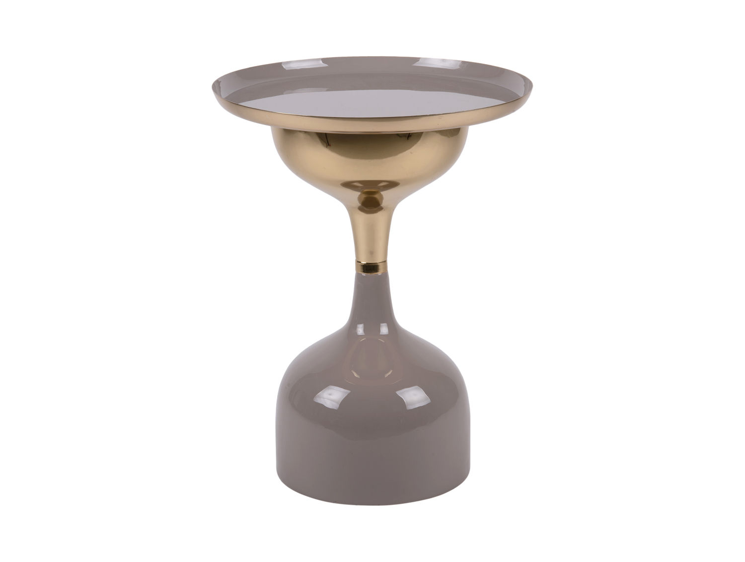 Skeerdak metalen bijzettafel Ø41 cm in donkergrijs, rond design met glanzende goudkleurige voet