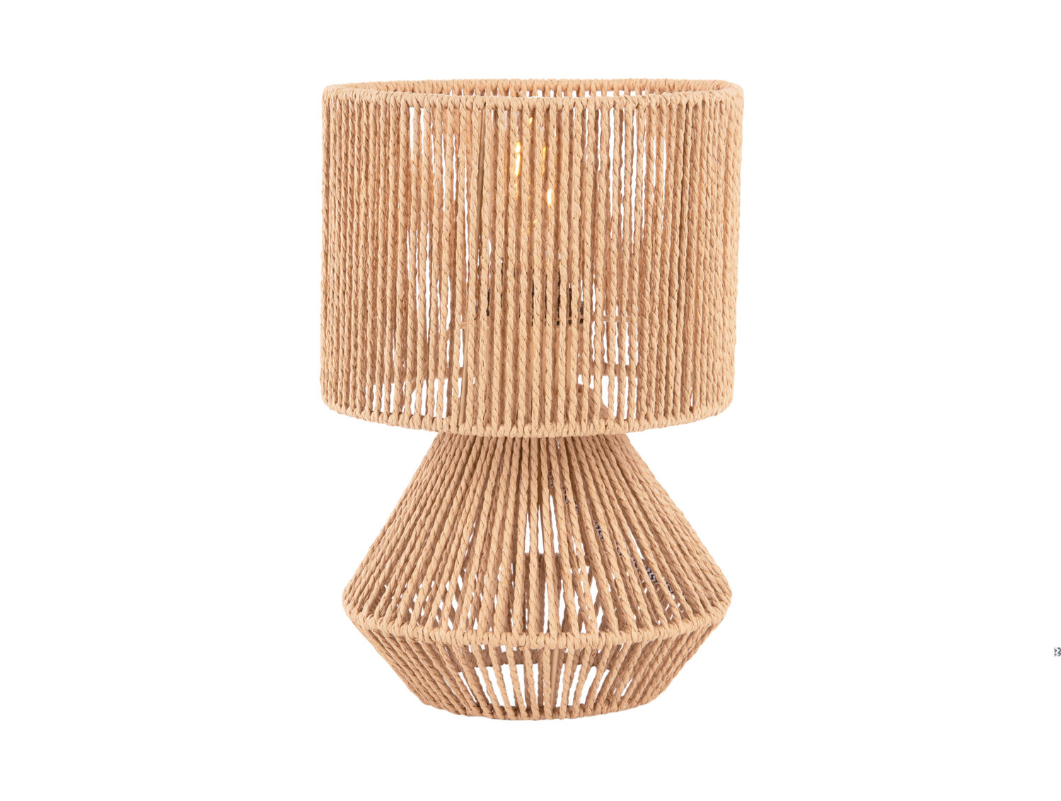 Tafellamp Keikora Papier H30 cm van naturel papierkoord met warm licht en speelse, strakke vorm