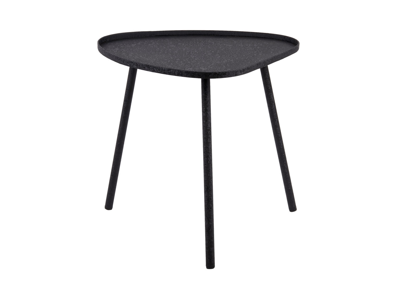 Bijzettafel Hiebor van zwart metaal, organische vorm en gestructureerde afwerking, 44 cm hoog