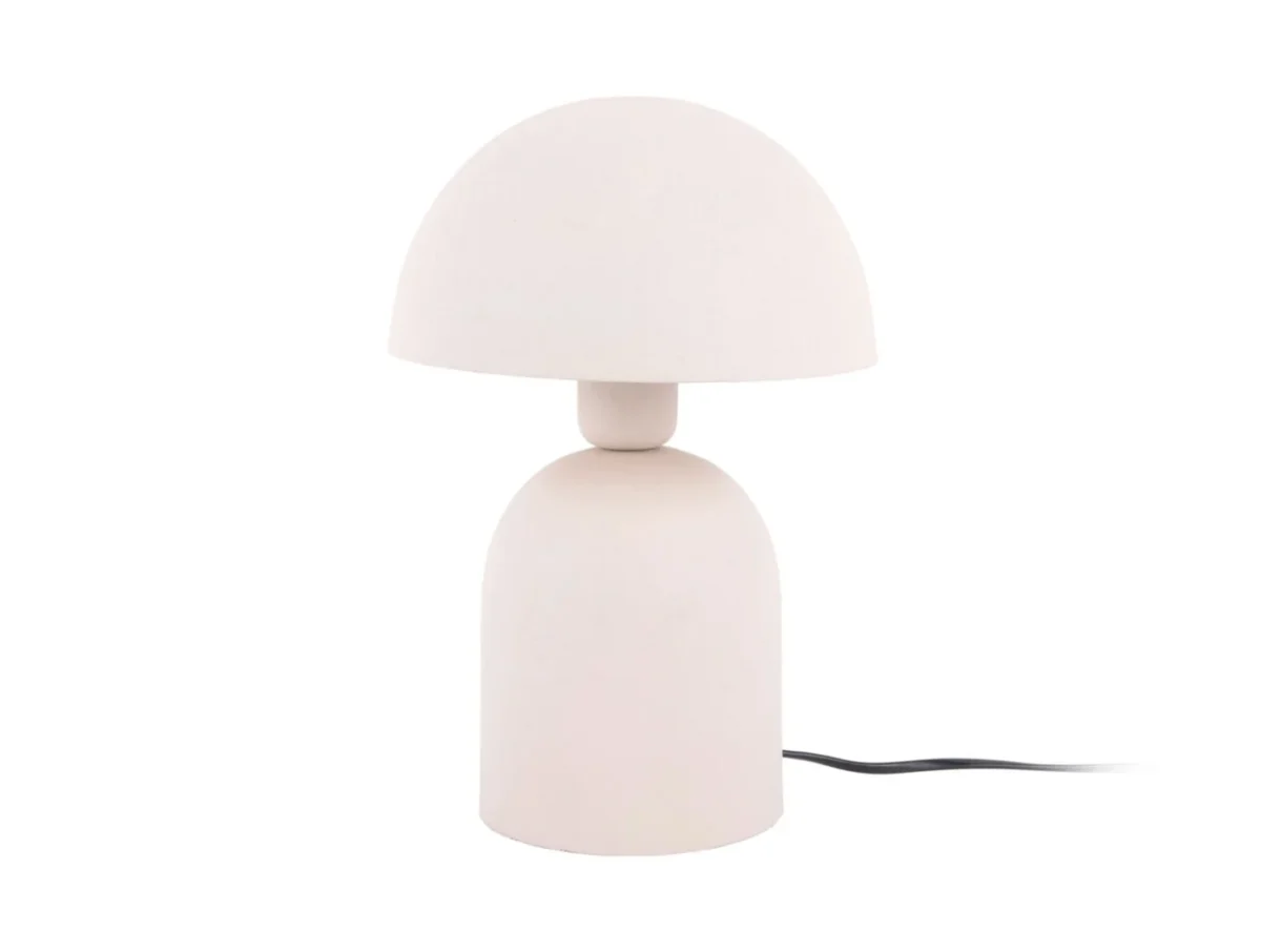 Tafellamp Flussir warm grijs, paddenstoelvorm met getextureerde afwerking en snoer, H30 cm
