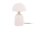 Tafellamp Flussir warm grijs, paddenstoelvorm met getextureerde afwerking en snoer, H30 cm
