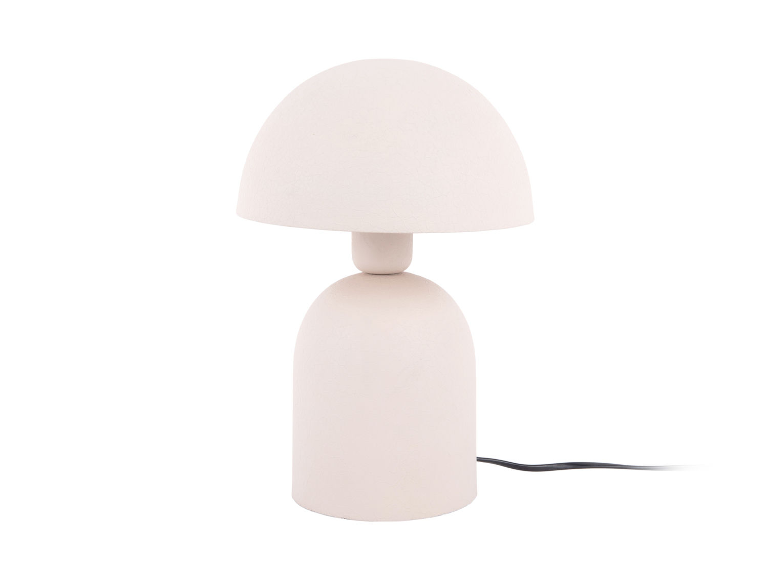 Tafellamp Flussir warm grijs, paddenstoelvorm met getextureerde afwerking en snoer, H30 cm
