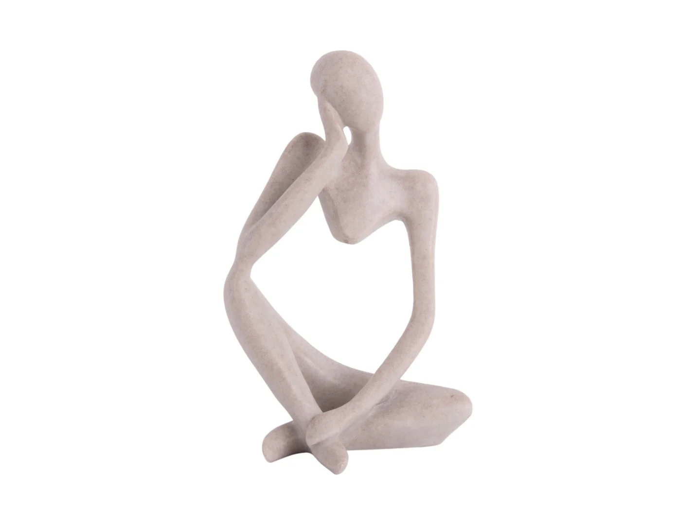 Beeld Altair polyresin lichtgrijs, glanzend abstract zittend figuur H24 cm