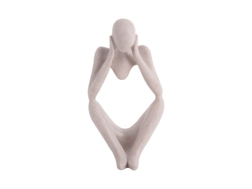 Beeld Goote lichtgrijs polyresin, kunstzinnig figuur met expressieve vorm, H21 cm