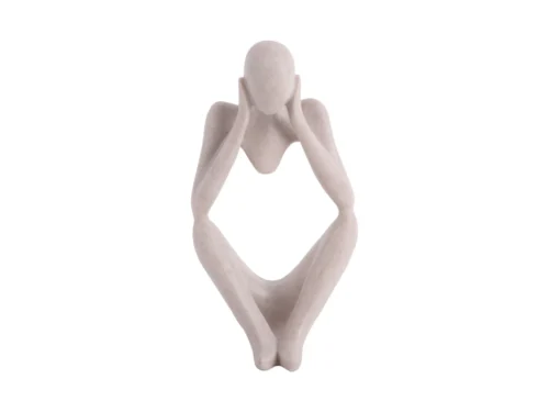 Beeld Goote lichtgrijs polyresin, kunstzinnig figuur met expressieve vorm, H21 cm