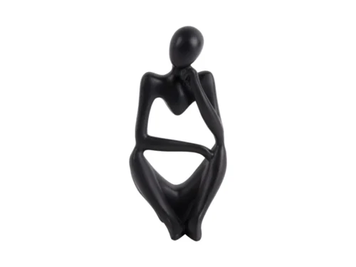 Beeld Flaammu van zwart polyresin, 24 cm, met abstracte moderne vorm voor een stijlvolle interieuraccentkleur