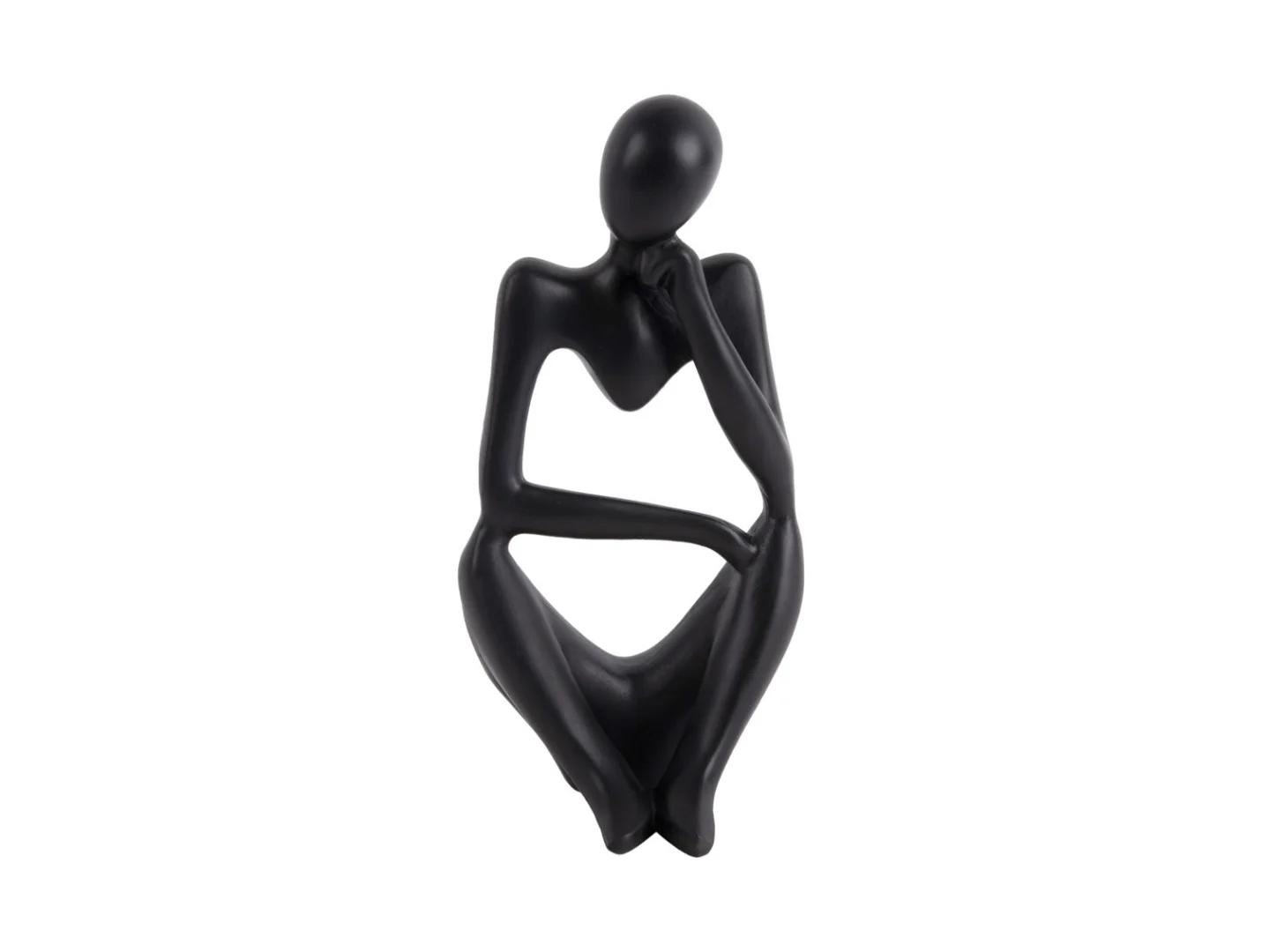 Beeld Flaammu van zwart polyresin, 24 cm, met abstracte moderne vorm voor een stijlvolle interieuraccentkleur