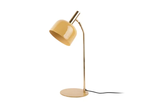 Tafellamp Jeemos geel H56 cm met glanzende kap, goudkleurige details en retro design