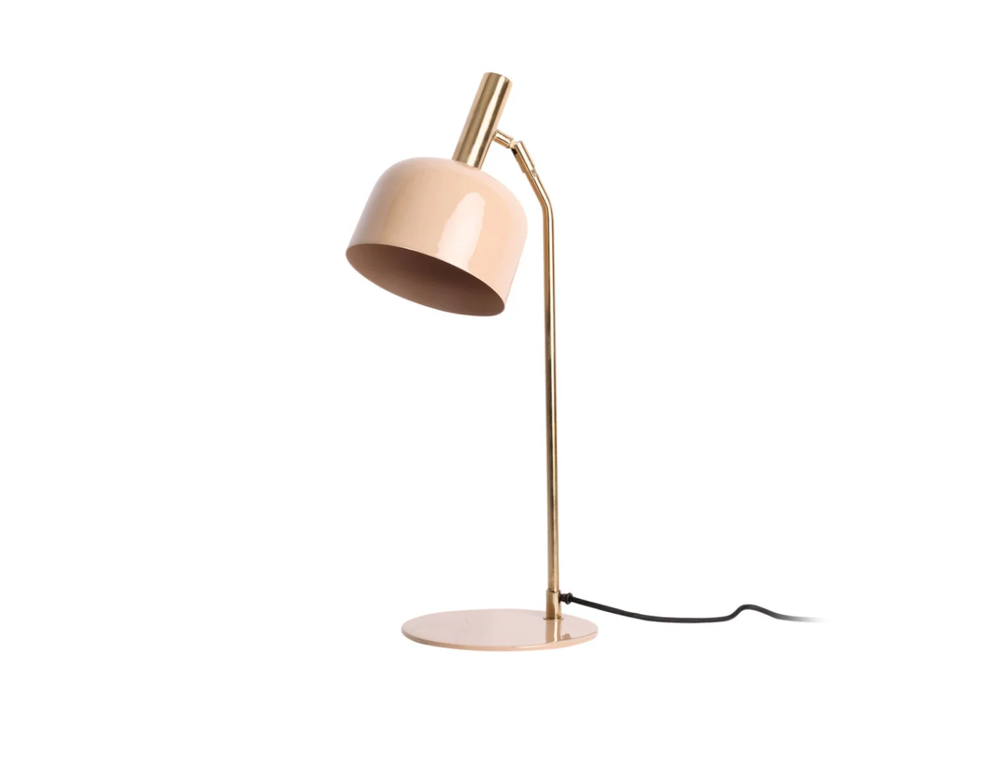Tafellamp Miesano zacht bruin, 56 cm, met retro vorm, glanzende kap en goudkleurige voet